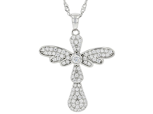 Photo of Bella Luce ® 1.08ctw White Diamond Simulant Rhodium Over Sterling Silver Cross Pendant With Chain