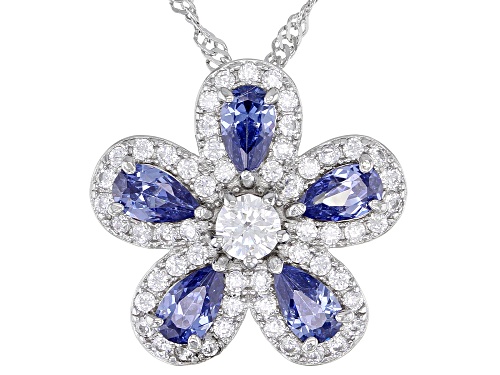 Photo of Bella Luce® Esotica™ Tanzanite And White Diamond Simulants Rhodium Over Silver Pendant With Chain