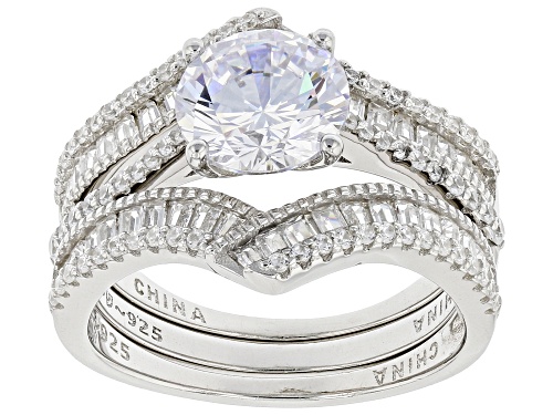 Bella Luce ® 4.90ctw White Diamond Simulant Rhodium Over Sterling Silver Ring With Bands - Size 8