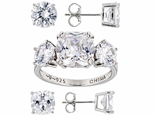 Photo of Bella Luce ® 19.33ctw White Diamond Simulant Rhodium Over Silver Ring And Earrings Set
