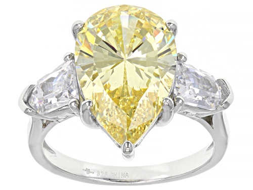 Photo of Bella Luce® 10.19ctw Canary And White Diamond Simulants Rhodium Over Silver Ring (6.17ctw DEW) - Size 10