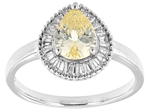 Photo of Bella Luce® 1.97ctw Canary And White Diamond Simulants Rhodium Over Sterling Silver Ring - Size 10