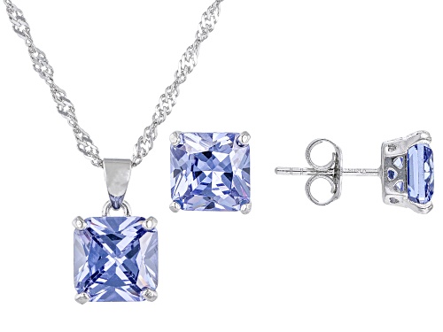 Photo of Bella Luce® Esotica™ 10.80ctw Tanzanite Simulant Rhodium Over Sterling Silver Jewelry Set