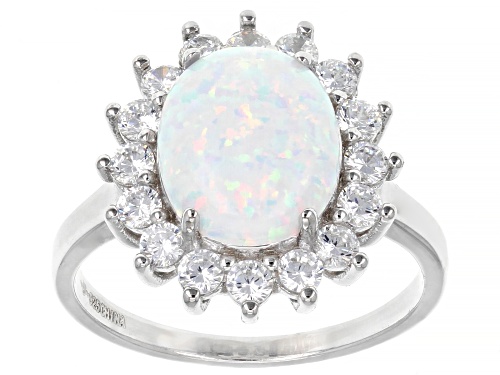 Photo of Bella Luce® 2.37ctw Lab Created Opal And White Diamond Simulant Rhodium Over Sterling Silver Ring - Size 7