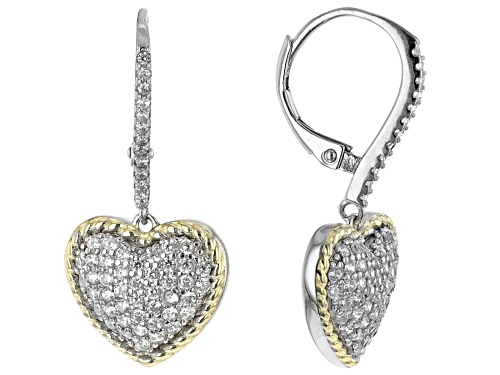 Photo of Bella Luce® 1.62ctw White Diamond Simulant Rhodium And 14K Yellow Gold Over Silver Earrings