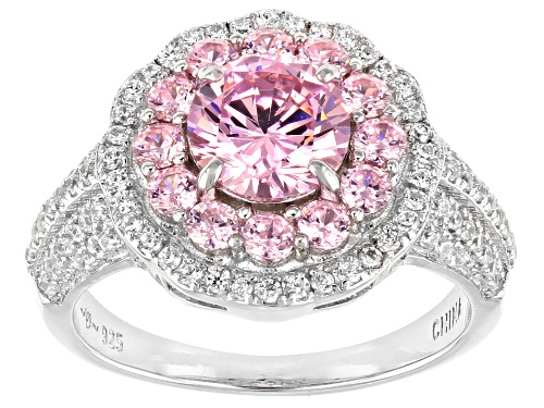 Bella Luce® 3.57ctw Pink And White Diamond Simulants Rhodium Over Sterling Silver Ring (2.16ctw DEW) - Size 5