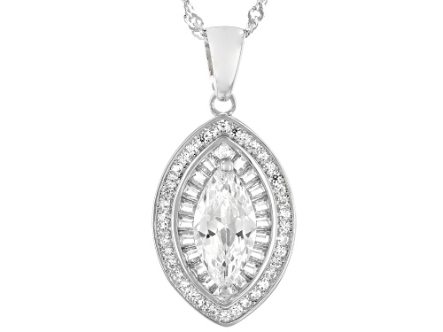 Bella Luce® 3.58ctw White Diamond Simulant Rhodium Over Silver Pendant With Chain (2.16ctw DEW)