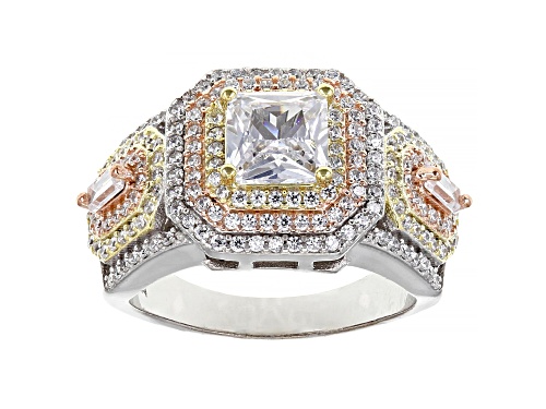 Photo of Bella Luce® 3.09ctw White Diamond Simulant Rhodium And 14K Yellow And Rose Gold Over Silver Ring - Size 6