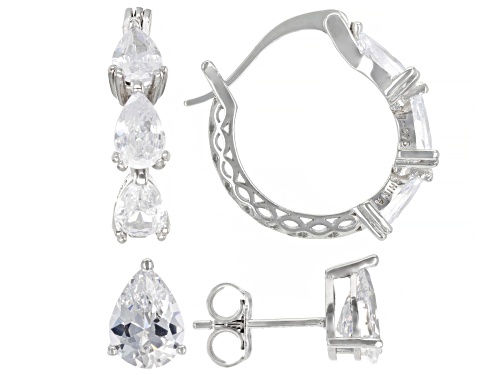 Photo of Bella Luce® 6.44ctw White Diamond Simulant Rhodium Over Sterling Silver Earring Set(3.90ctw DEW)