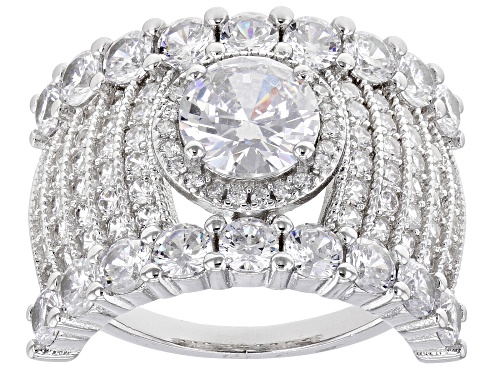 Bella Luce® 6.85ctw White Diamond Simulant Rhodium Over Sterling Silver Ring(4.15ctw DEW) - Size 5