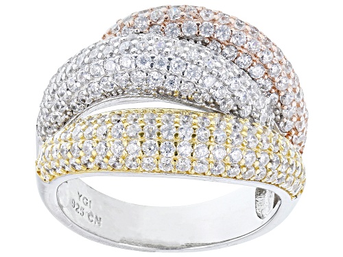Bella Luce® 3.04ctw White Diamond Simulant Rhodium and 14k Yellow And Rose Gold Over Silver Ring - Size 6