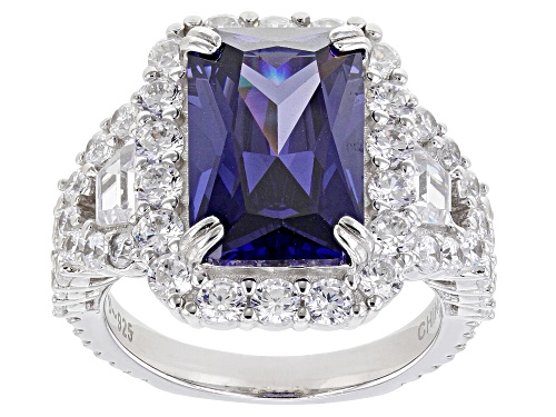 Photo of Bella Luce® Esotica™ 15.06ctw Tanzanite And White Diamond Simulants Rhodium Over Silver Ring - Size 7