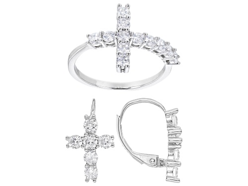 Bella Luce® 3.41ctw White Diamond Simulant Rhodium Over Sterling Silver Jewelry Set(2.06ctw DEW)