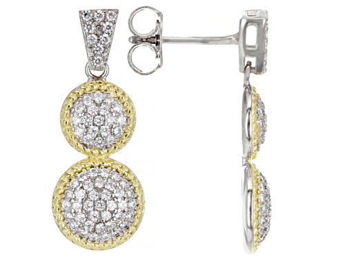 Bella Luce® 0.95ctw White Diamond Simulant Rhodium And 14k Yellow Gold Over Silver Earrings