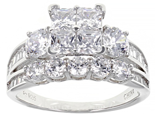 Bella Luce® 4.08ctw White Diamond Simulant Rhodium Over Sterling Silver Ring(2.47ctw DEW) - Size 10