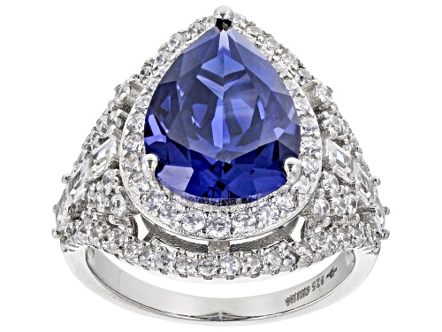 Photo of Bella Luce® Esotica™ 10.76ctw Tanzanite And White Diamond Simulants Rhodium Over Silver Ring - Size 11
