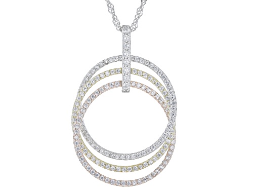 Bella Luce® 1.74ctw White Diamond Simulant Rhodium,14k Yellow, And Eterno™ Rose Over Silver Pendant