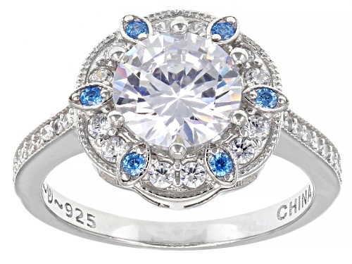 Bella Luce® Esotica™ 3.75ctw Neon Apatite And White Diamond Simulants Rhodium Over Sterling Ring - Size 12