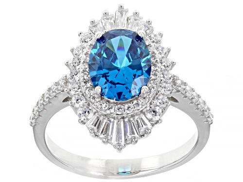 Photo of Bella Luce® Esotica™ 4.73ctw Neon Apatite And White Diamond Simulants Rhodium Over Sterling Ring - Size 11