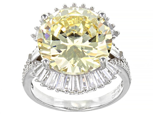 Photo of Bella Luce® 18.02ctw Canary And White Diamond Simulants Rhodium Over Sterling Silver Ring - Size 8
