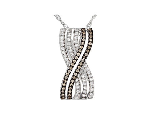 Bella Luce® 0.98ctw Champagne And White Diamond Simulants Rhodium Over Silver Pendant With Chain