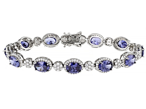 Bella Luce® Esotica™ 24.62ctw Tanzanite And White Diamond Simulants Platinum Over Silver Bracelet - Size 7.25