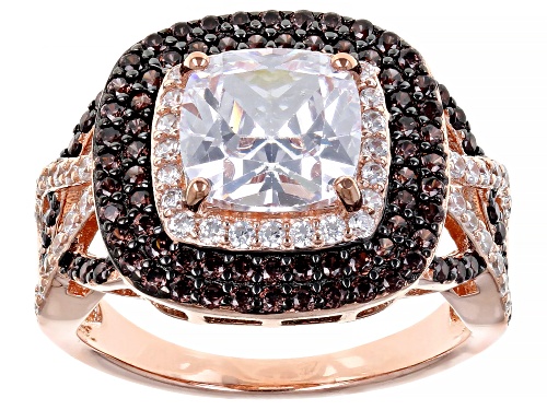 Bella Luce® 4.86ctw Mocha And White Diamond Simulants Eterno™ Rose Ring(2.94ctw DEW) - Size 8