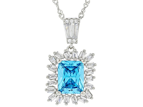 Photo of Bella Luce® Esotica™ 4.76ctw Neon Apatite And White Diamond Simulants Rhodium Over Silver Pendant