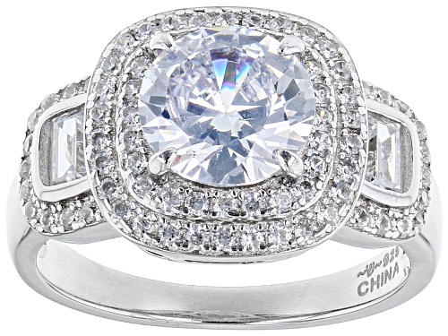 Bella Luce® 4.12ctw White Diamond Simulant Rhodium Over Sterling Silver Ring(2.49ctw DEW) - Size 8