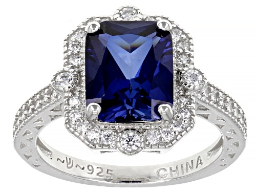 Bella Luce® 4.21ctw Lab Created Blue Sapphire And White Diamond Simulants Platinum Over Silver Ring - Size 10