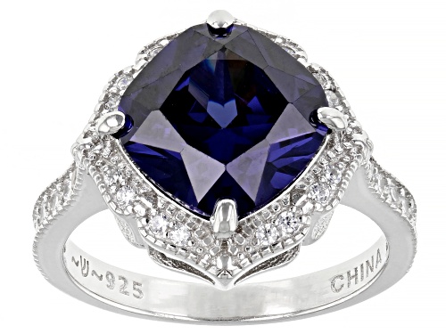 Bella Luce® Esotica™ 6.60ctw Tanzanite & White Diamond Simulants Rhodium Over Silver Ring - Size 5