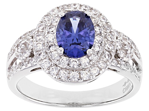 Bella Luce® Esotica™ 3.25ctw Tanzanite And White Diamond Simulants Rhodium Over Sterling Silver Ring - Size 9