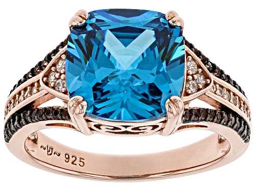 Bella Luce® Esotica™ 6.54ctw Neon Apatite, Mocha, And White Diamond Simulants Eterno™ Rose Ring - Size 8