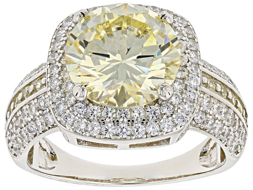Photo of Bella Luce® 6.95ctw Canary And White Diamond Simulants Rhodium Over Sterling Silver Ring - Size 5