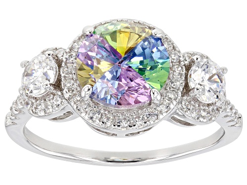 Photo of Bella Luce® 4.07ctw Multi-Color And White Simulants Rhodium Over Sterling Silver Ring(2.46ctw DEW) - Size 11