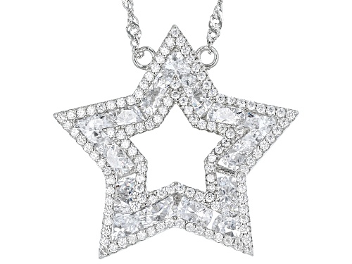 Bella Luce® 9.30ctw White Diamond Simulant Rhodium Over Sterling Silver Star Necklace(5.63ctw DEW) - Size 18