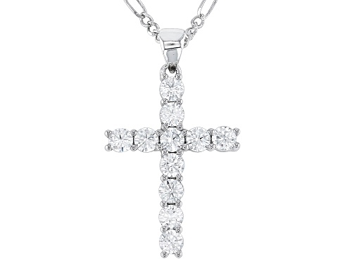 Bella Luce® 1.98ctw White Diamond Simulant Rhodium Over Sterling Silver Cross Pendant With Chain