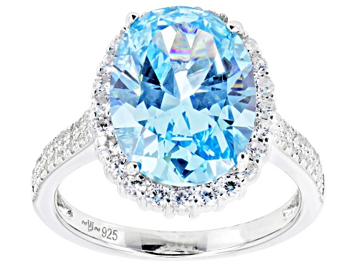 Photo of Bella Luce® 9.23ctw Aquamarine And White Diamond Simulants Rhodium Over Silver Ring(5.59ctw DEW) - Size 6