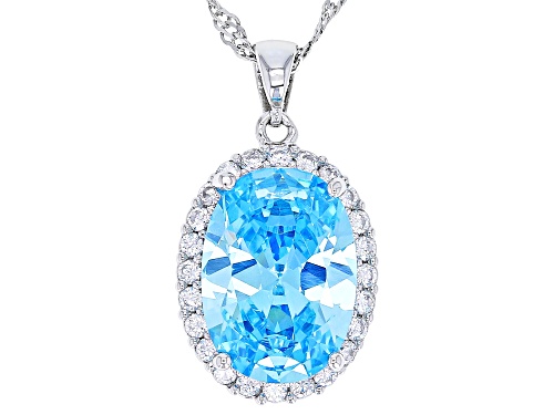 Bella Luce® 8.98ctw Aquamarine And White Diamond Simulants Rhodium Over Silver Pendant(5.44ctw DEW)