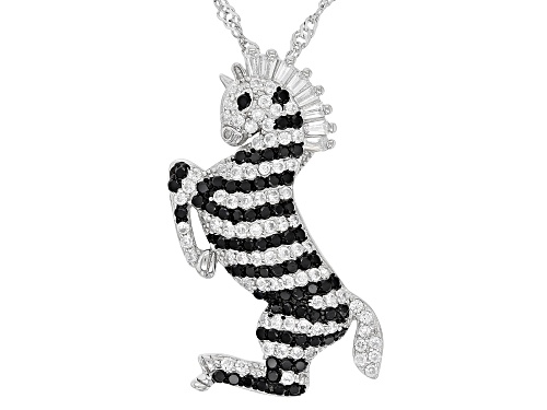 Bella Luce® 1.61ctw Black Spinel & White Diamond Simulant Rhodium Over Silver Zebra Pendant