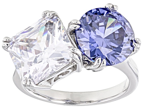 Bella Luce® Esotica™ 13.14ctw Tanzanite And White Diamond Simulants Rhodium Over Silver Ring - Size 7