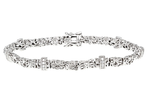 Bella Luce® 0.46ctw White Diamond Simulant Rhodium Over Sterling Silver Byzantine Bracelet - Size 8