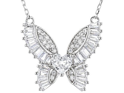 Bella Luce® 2.03ctw White Diamond Simulant Rhodium Over Silver Butterfly Necklace(1.23ctw DEW) - Size 18