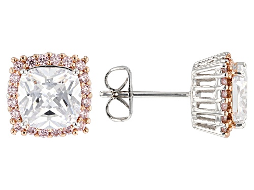 Bella Luce® 5.77ctw White And Pink Diamond Simulants Rhodium Over Bronze Stud Earrings (3.44ctw DEW)