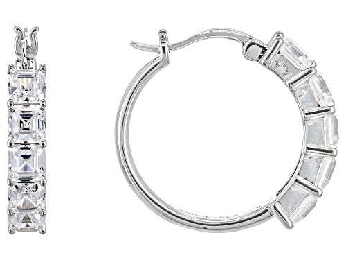 Bella Luce® 5.85ctw White Diamond Simulant Platinum Over Silver Asscher Cut Hoops (DEW 3.54ctw)