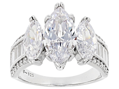 Bella Luce® 7.99ctw White Diamond Simulant Rhodium Over Sterling Silver Ring (4.84ctw DEW) - Size 9