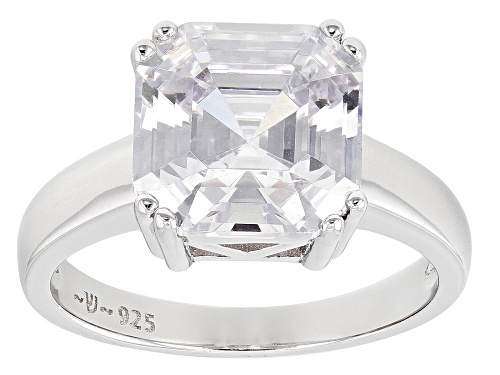 Bella Luce® 6.98ctw White Diamond Simulant Rhodium Over Silver Asscher Cut Ring (4.23ctw DEW) - Size 7