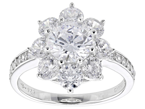 Bella Luce® 4.96ctw White Diamond Simulant Rhodium Over Sterling Silver Ring (3.00ctw DEW) - Size 10