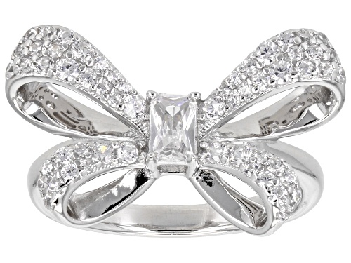 Bella Luce® 1.17ctw White Diamond Simulant Rhodium Over Sterling Silver Bow Ring (0.70ctw DEW) - Size 7
