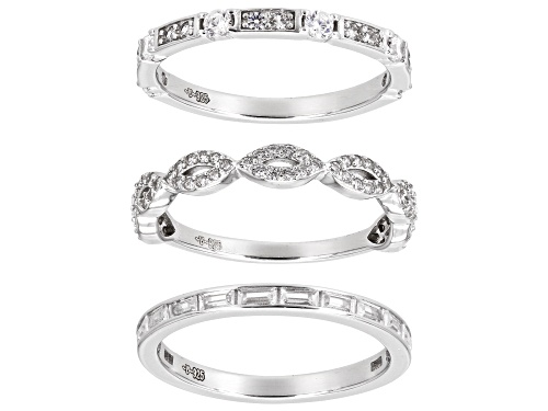 Bella Luce® 2.20ctw White Diamond Simulant Rhodium Over Sterling Silver Ring Set (1.33ctw DEW) - Size 6